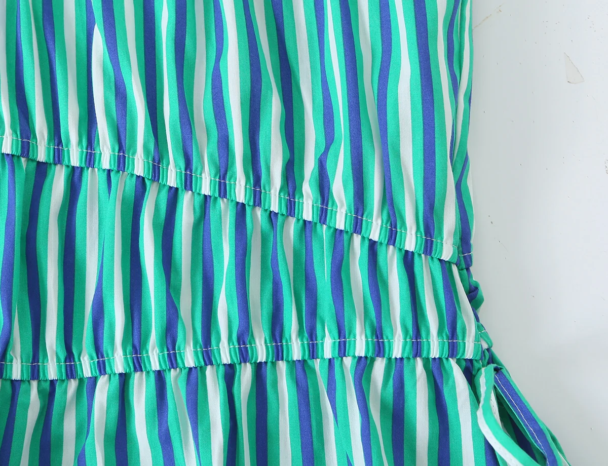 KONDALA Schicke Elegante Grün Gestreifte Strandmode 2026 Herbst Damen Tops Urlaub Y2K Plissierte Schnür-Modern-Streetwear Mujer Westen – Detail 5