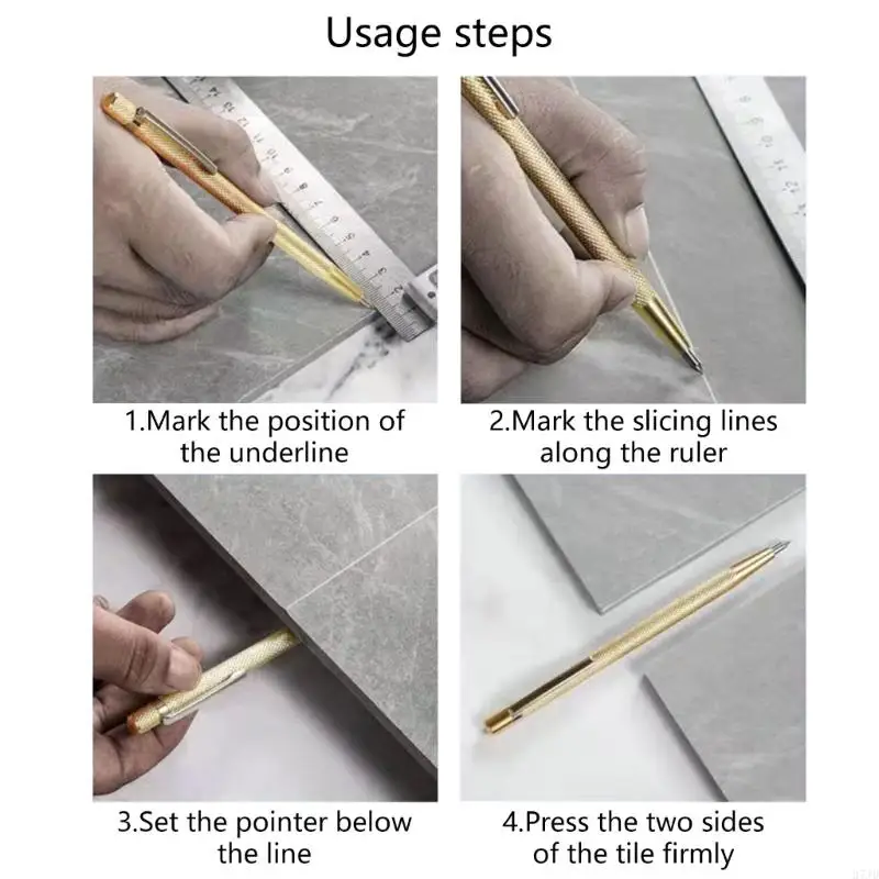 أقلام تحديد البلاط المريحة المدمجة لقطع المعادن الزجاجية الدقيقة وأعمال النجارة مع قبضة مضادة للانزلاق 37JD