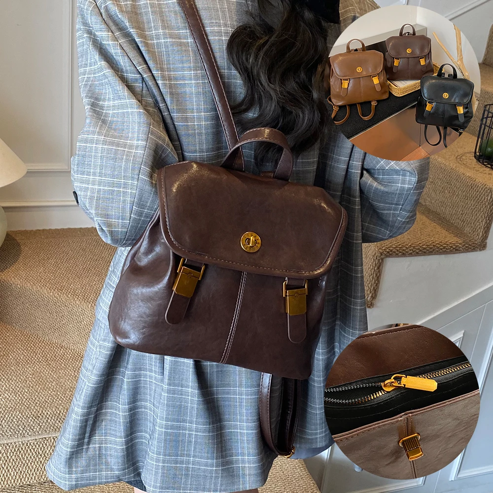

Advanced Retro Soft Leather Bag for Women 2025 New Fashionable Temperament Commuting Travel Bag American Backpack