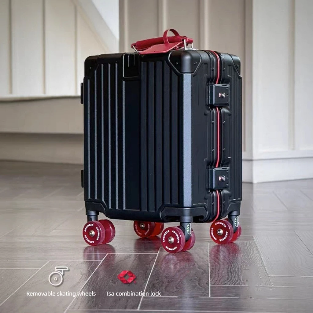 With Wheels Carry on Luggage Suitcase Set Aluminum Frame Suitcase Can Be Checked in Rolling Suitcase Travelling Lightweight