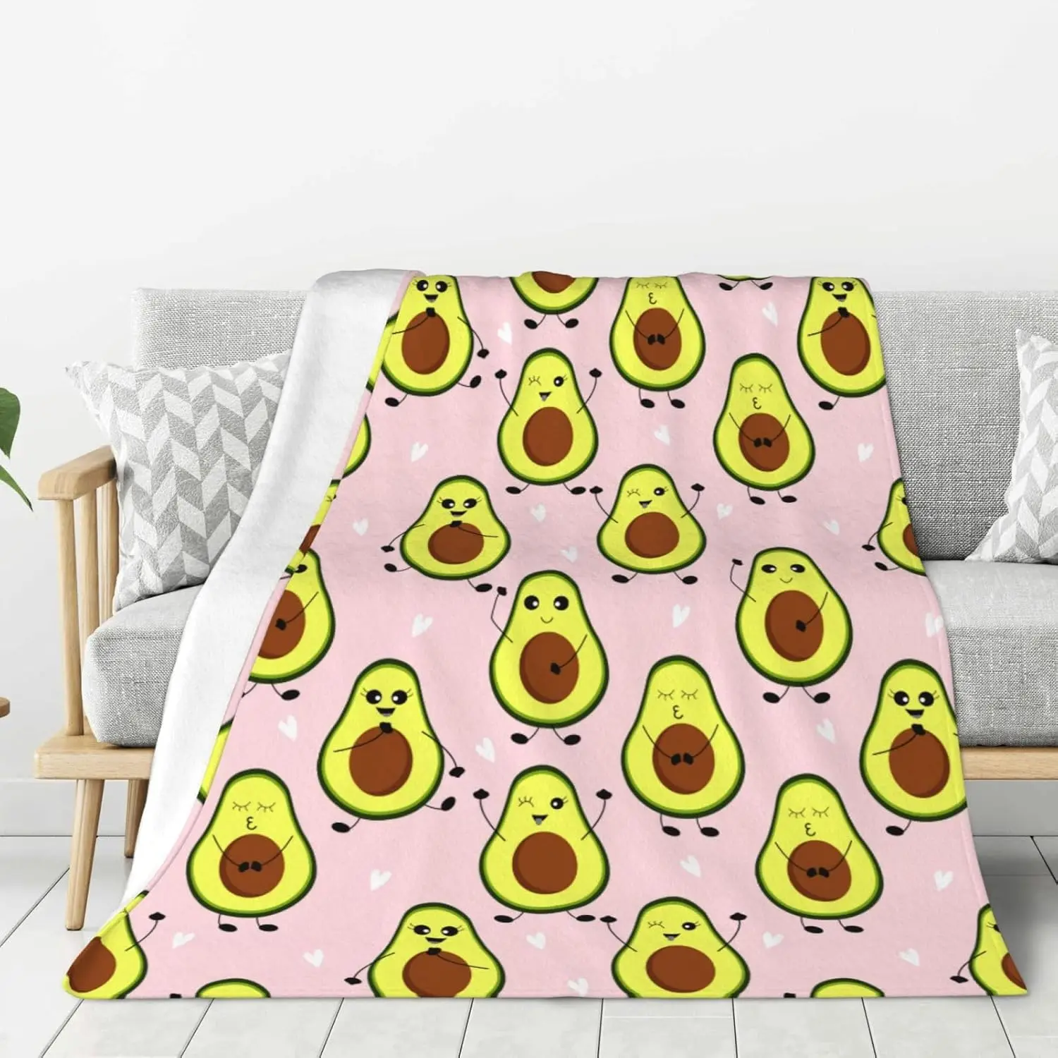 

Cute Fruit Kawaii Avocados Fleece Throw Blanket Ultra Soft Cozy Decorative Flannel Blanket for Home Bed Couch Chair Travel 60x50