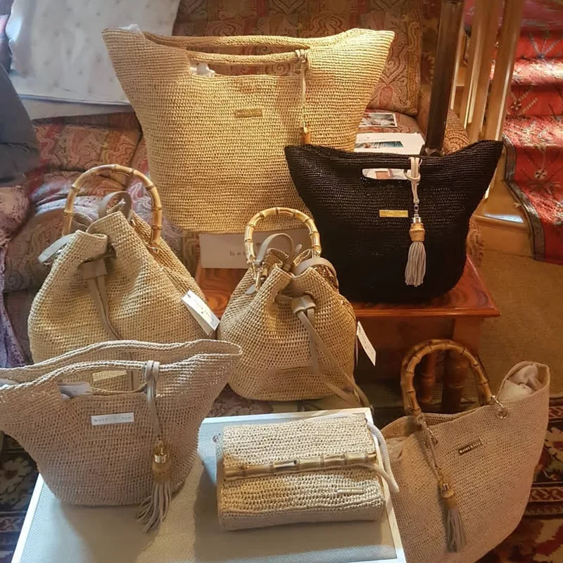 Sacola de Raffia importada para mulheres, bolsas elegantes de grande capacidade, designer de moda coreano, bolsas de ombro luxuosas, alta qualidade