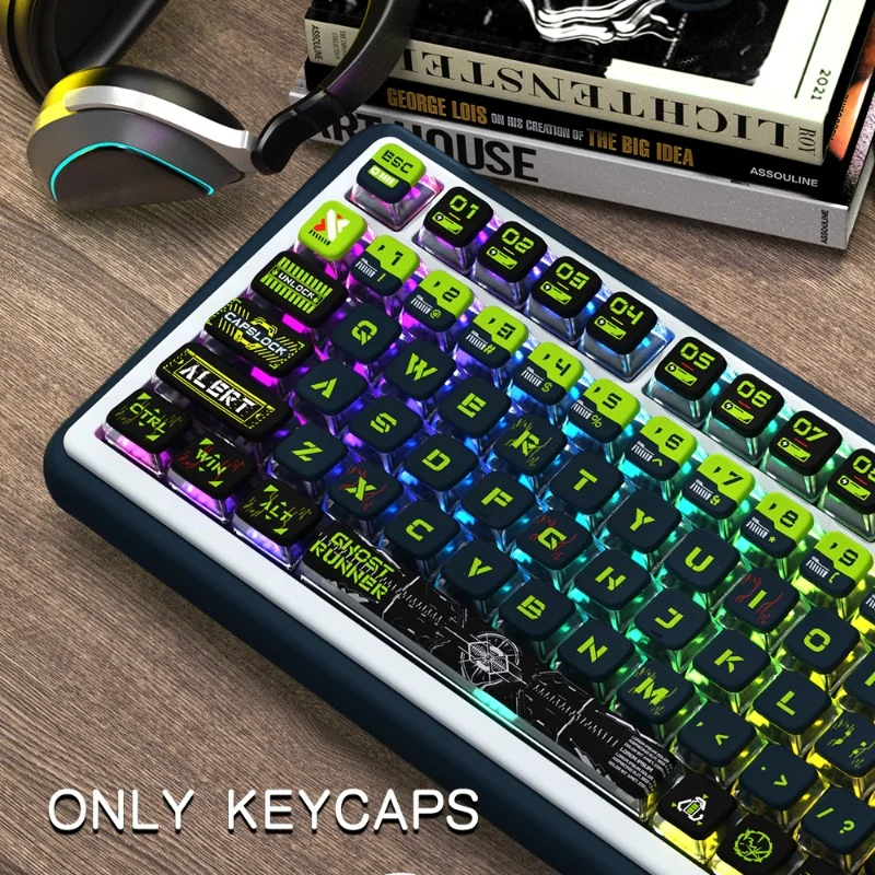 Imagem -02 - Fantasma Walker Tema Keycaps 122 Chaves Transparente Todos os Lados Cristal Pbt Msa Altamente Personalizado Cool Keycaps Teclado Mecânico