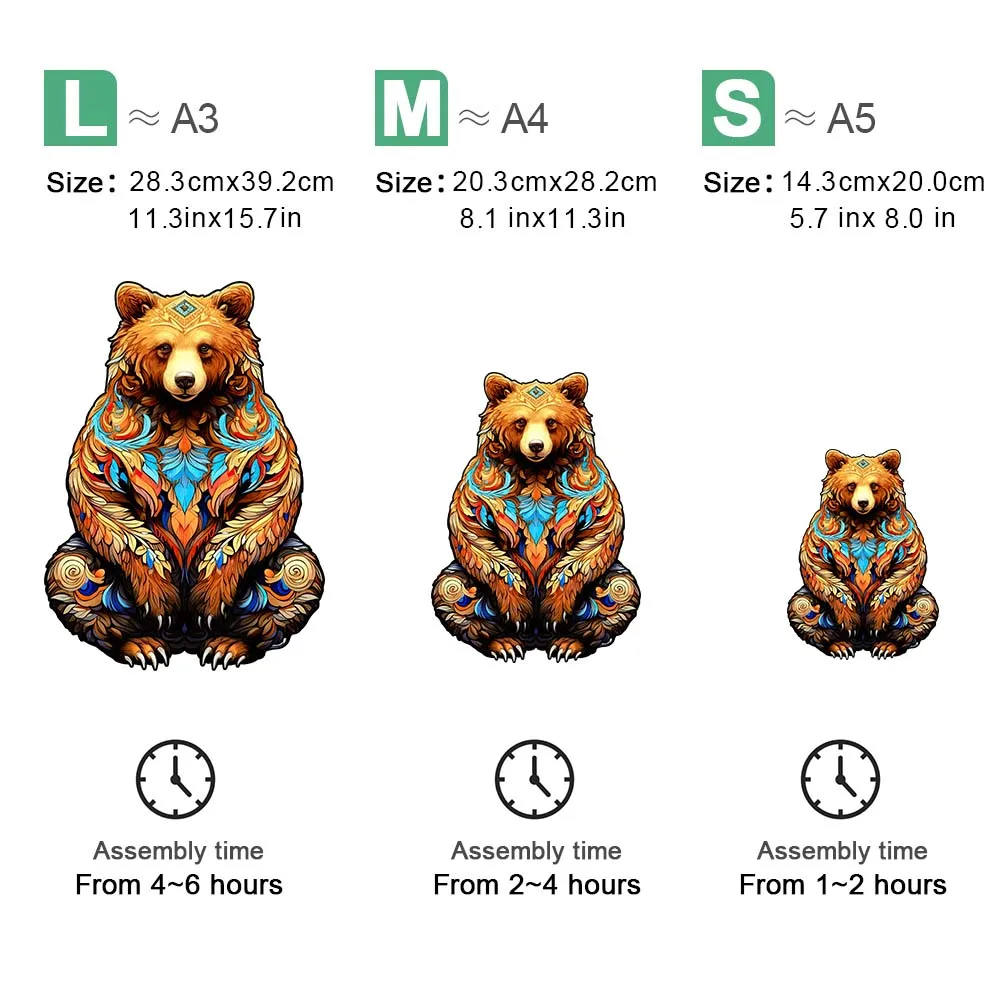 غير النظامية شكل لغز خشبي ، الدب أشيب ، حساسة هدية صندوق ، الحيوان ، هدية عيد الميلاد ، الأسرة التفاعلية ، الإجهاد الإغاثة ، الكبار