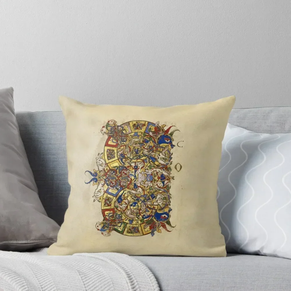 

Inhabited Initial C of a Breviary from Montecassino (1153 AD) Throw Pillow Decorative Cushions For Living Room New year pillow