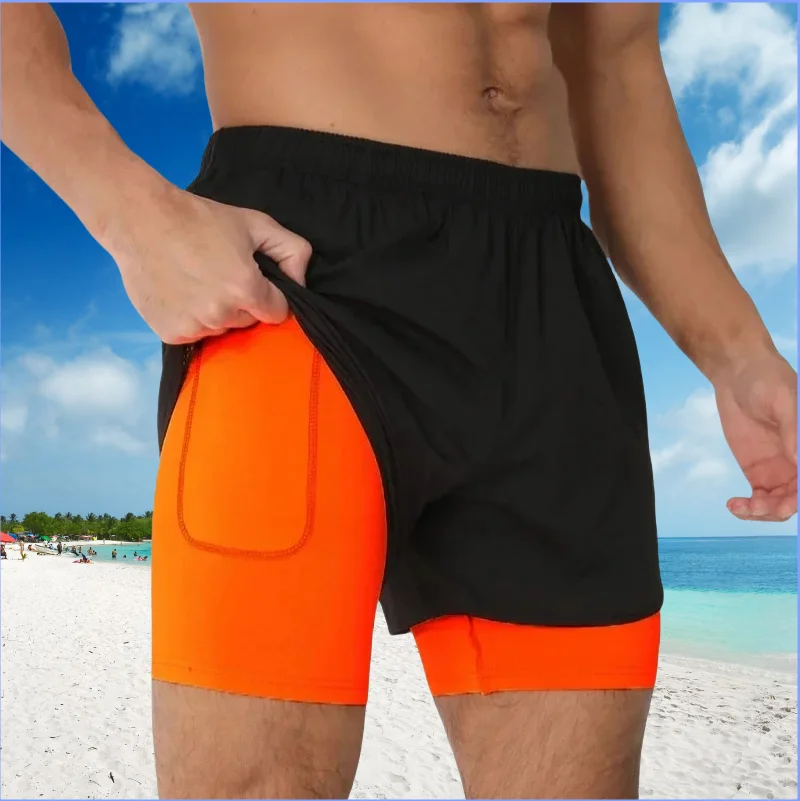 

Мужские шорты для бега 2 в 1, дышащие спортивные штаны, быстросохнущие шорты для тренировок, фитнеса, бега, летние повседневные мужские шорты