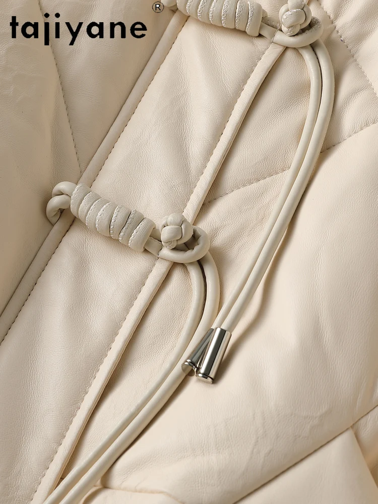 TAJIYANE جلد الغنم الحقيقي أوزة أسفل معطف امرأة أنيقة سترة منفوخة قسط حقيقية سترات من الجلد الشتاء ملابس حريمي 2025 Kosт