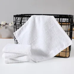 4Pcs 25x25cm Small Square White Soft Cotton Solid Color Home Hotel Bathroom Multifunctional Cleaning Hand Towel