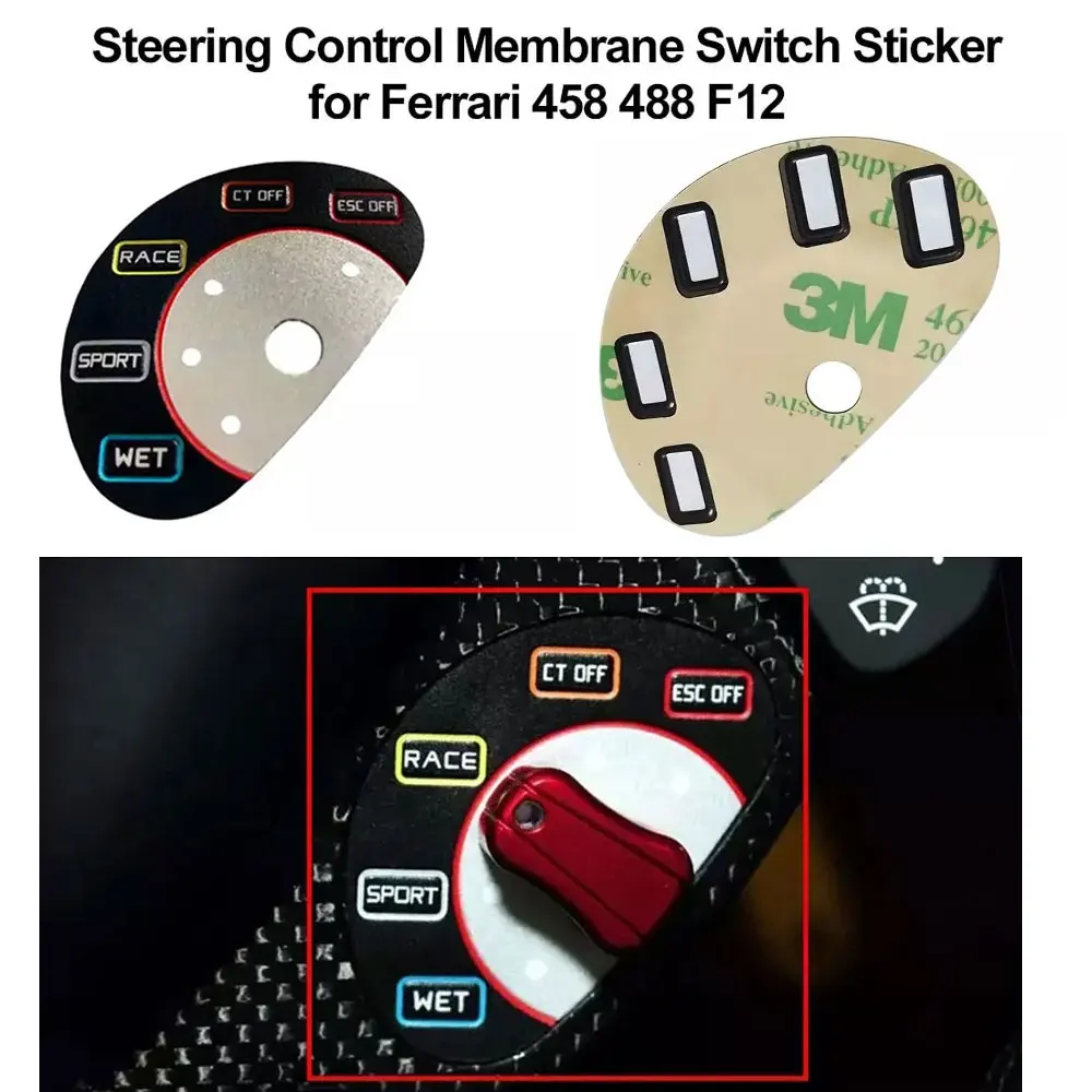 Pegatina para el Interruptor de Membrana del Control de Dirección para Ferrari 458 Italia F142 488 GTB Spider Pista Spider F12 Berlinetta F12tdf F152