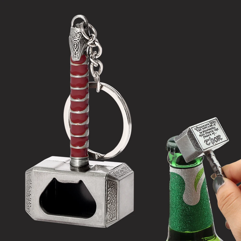 Marvel Superhero Thor's Hammer Beer Bottle Openers Disnes Movie Avengers Thor Odinson Opener Keyring Accessories