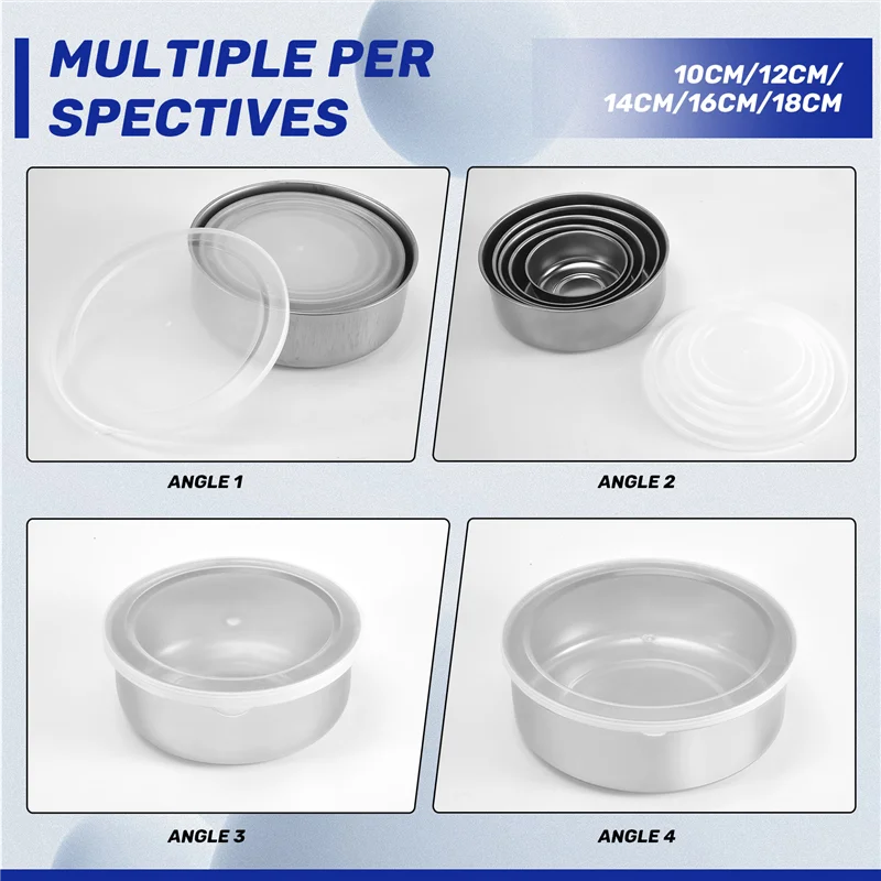 

5 PCS Stainless Steel Food Container Sealed Crisper Storage Lunch Box Bowls With Lids Food Storage Box Lunch Box Bowl-B09B