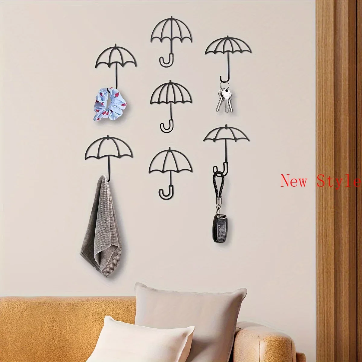 

CIFBUY 7PCS Metal key hanger Coat Hook Creative Umbrella Hook Housewarming Gifts Multifunctional Hook, Aesthetic Room Decor Home