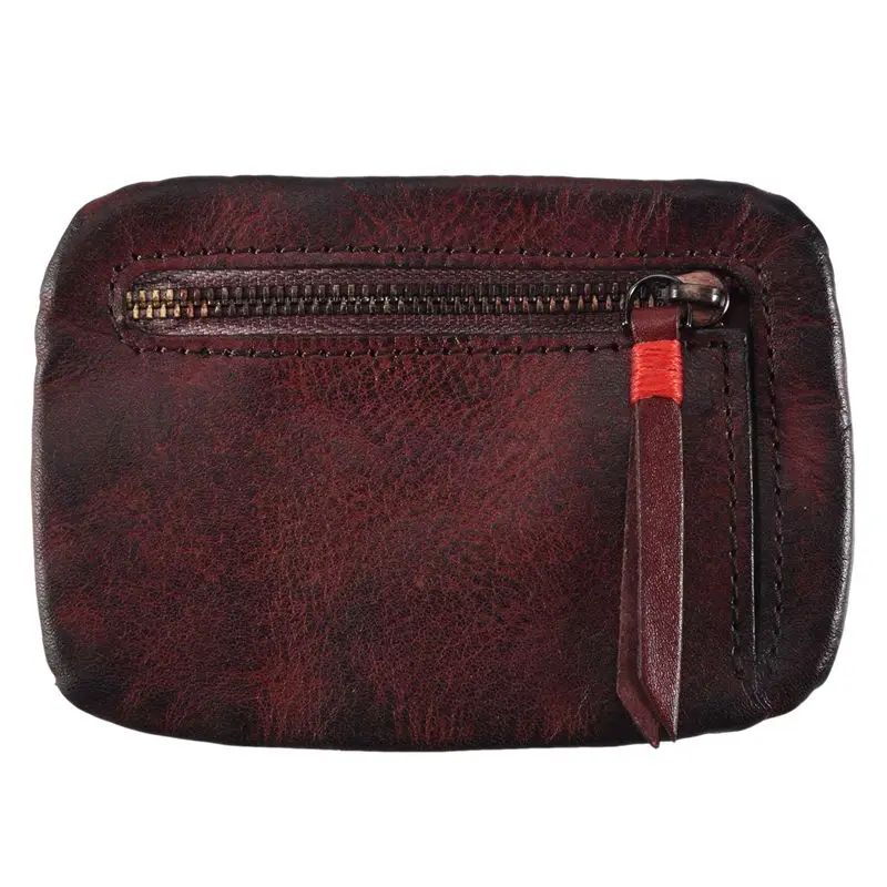 Vintage Men's Genuine Leather Mini Coin Purse Card Case Holder Wallet Clutch Male Short Zipper Small Change Bag-A27I