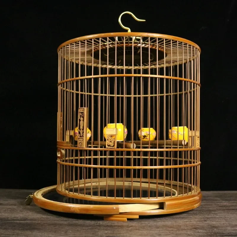 Wooden Large Round Bird Cages Budgie Canary Portable Drawer Carrier Bird Cages Southe Park Cage Oiseau Birds Supplies WZ50BC