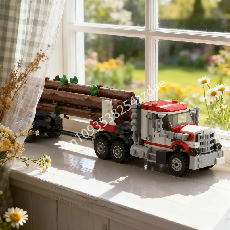 

625pcs MOC White Stallion Logging Truck City Trafficed Model Christmas Gifts Building Blocks Toy DIY Creative Idea Kids Birthday