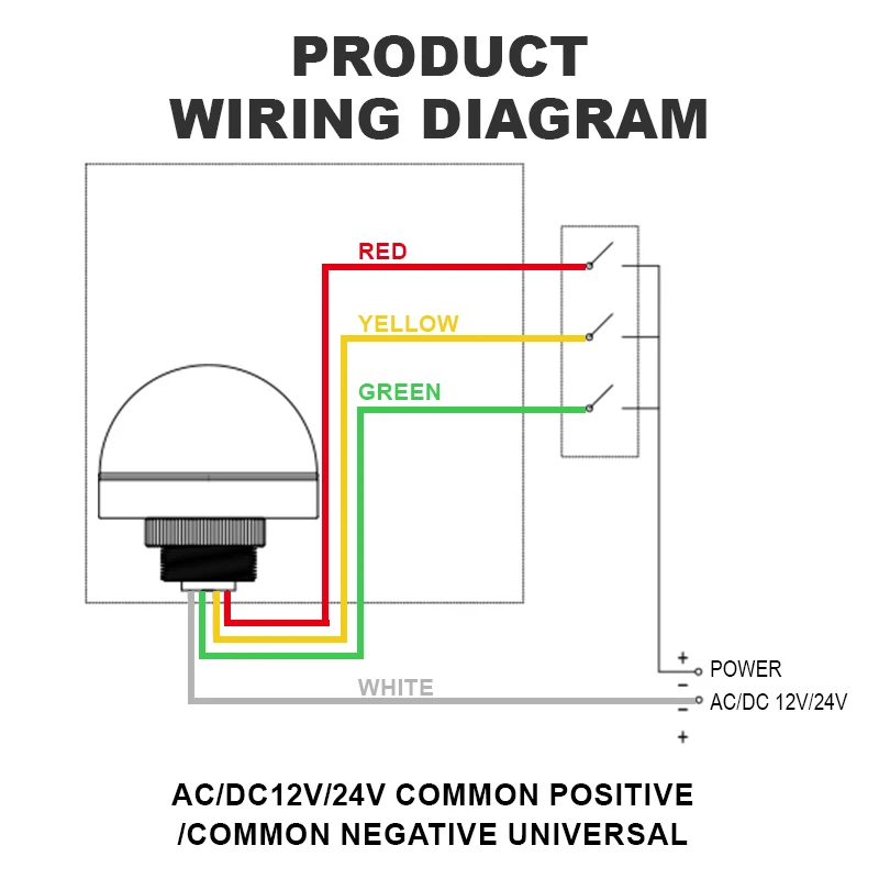 70mm Semi-Circular Signal Light Waterproof 12V 24V Tri-Color LED Industrial Flashing Warning Light LED Signal for Machine Tool