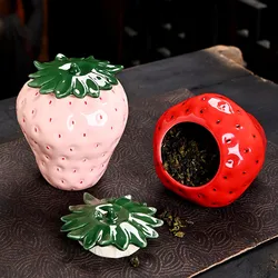 Strawberry Tea Can Chinese Creative Ceramic Black Tea Storage Jar Sealed Jar Moisture-proof Mini Storage Jar Personality