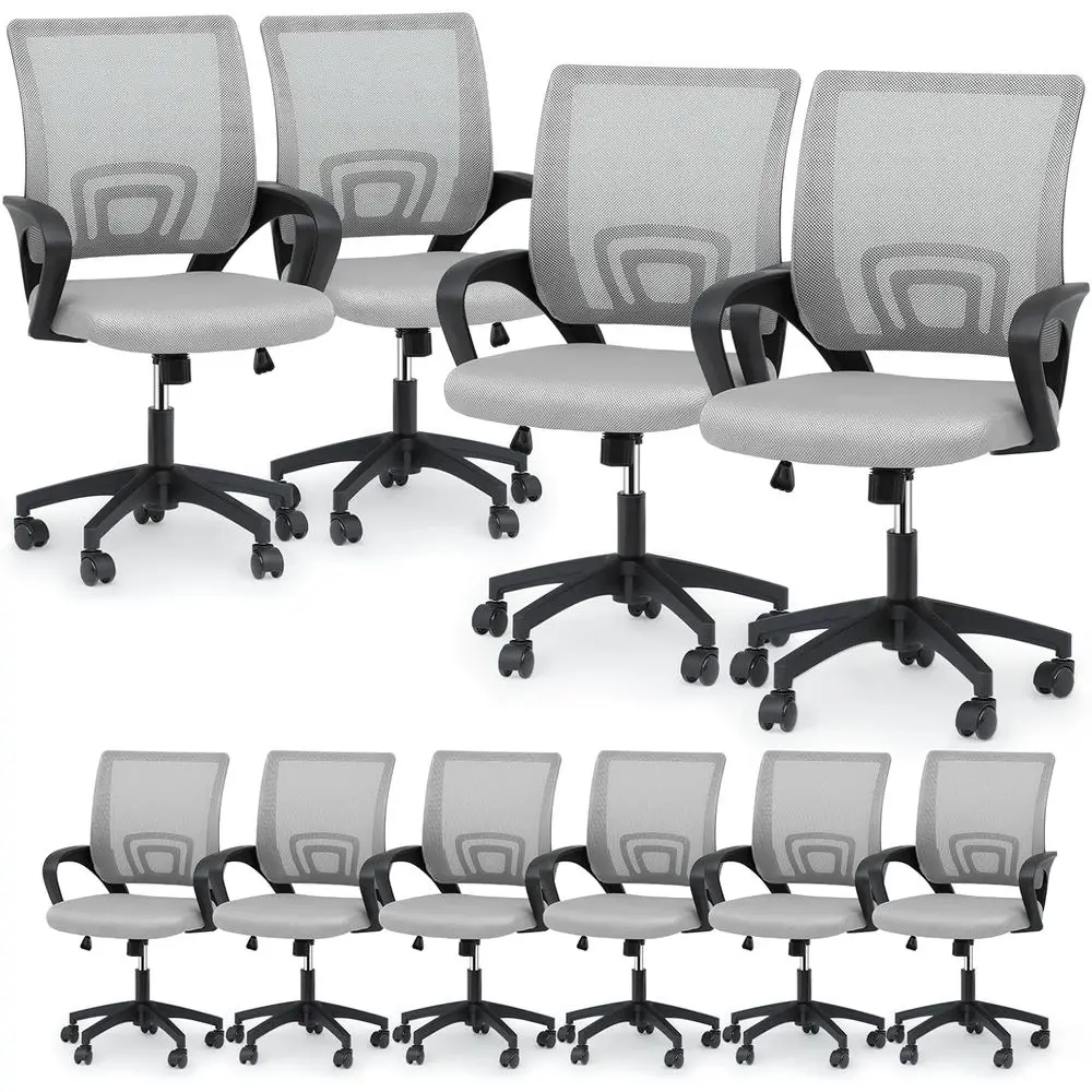 

Mesh Ergonomic Office Chair Set of 10, Adjustable Swivel Desk Chairs with Lumbar Support, Breathable Backrest for Work, Study, G