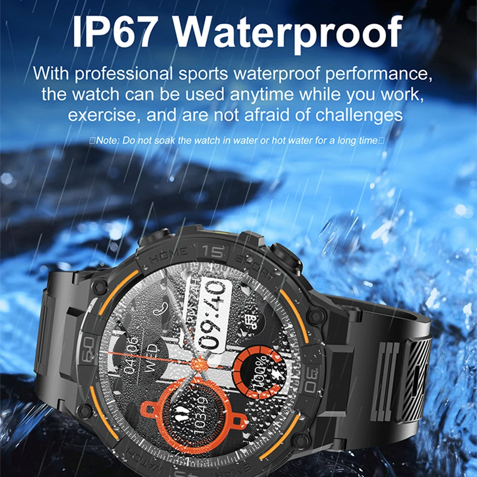 Dla HUAWEI Outdoor wojskowy Smart Watch męski z oświetleniem LED Bluetooth Call Smartwatch IP68 wodoodporny sportowy zegarek Fitness