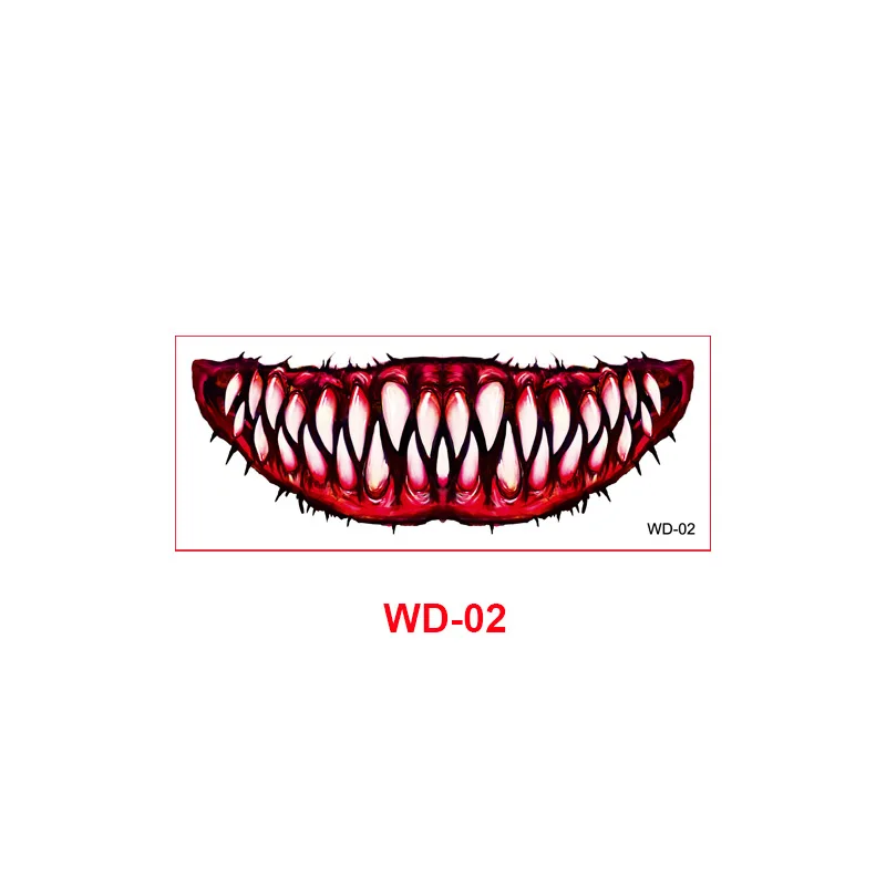 1 قطعة جديد هالوين المؤقتة لصاقات وشم الرعب الشفاه ملصقات صناعة يدوية كبير الفم الوشم مقاوم للماء مضحك ماكياج ابتسامة الشفاه الجمال
