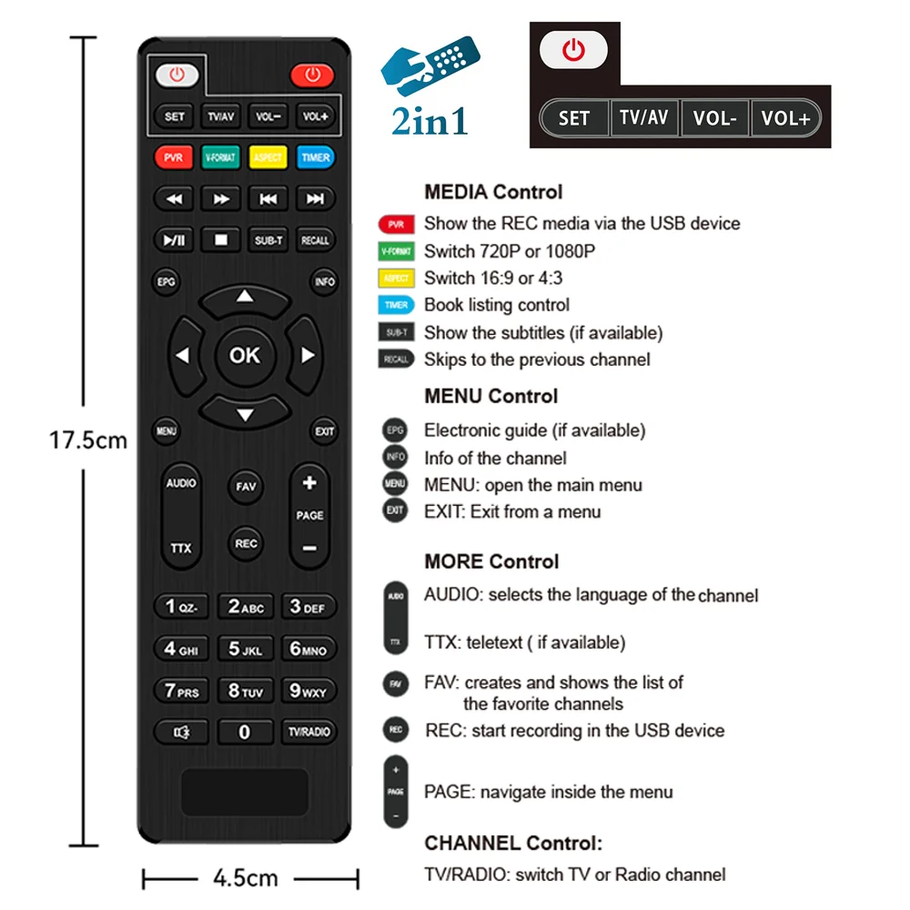 UBISHENG H265 DVBT2/DVB C TV Decoder HEVC 10Bit Dolby HD TV Tuner T2 Digital Terrestrial Recevier PVR WiFi 2in1Remote TV Box