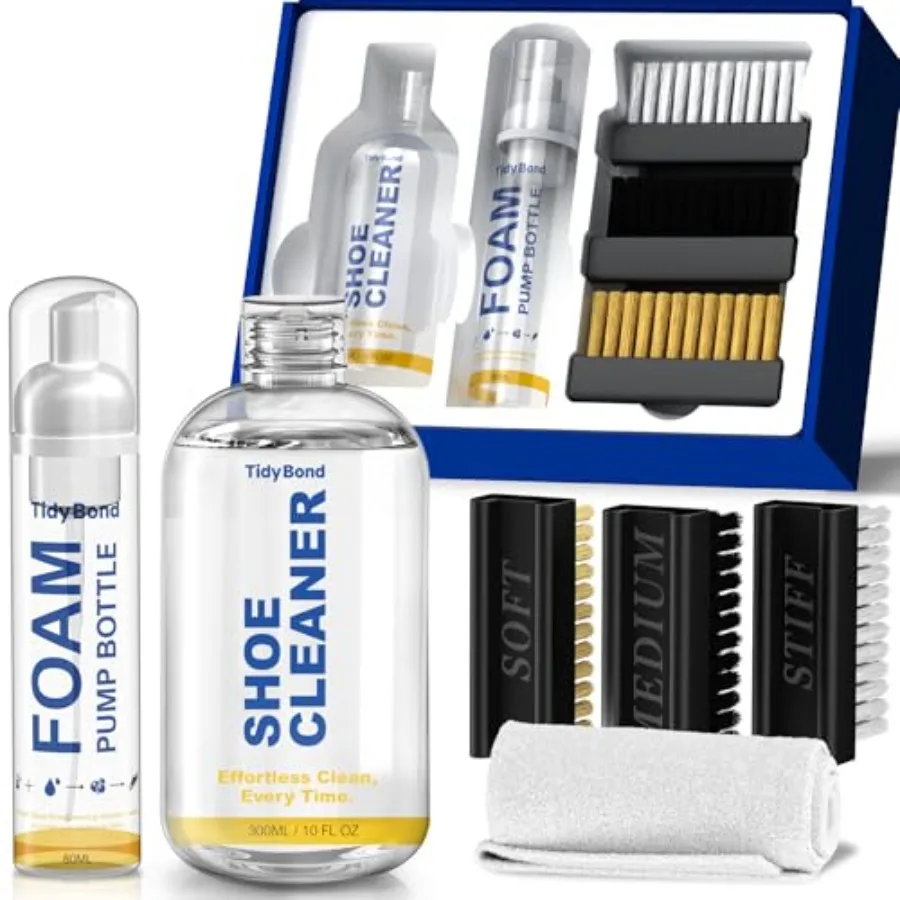 

Shoe Cleaner Kit for Sneakers 10.6oz Premium Shoe Cleaning Set with 3 Brushes and Microfiber Towel, Sneaker Cleaner for White S