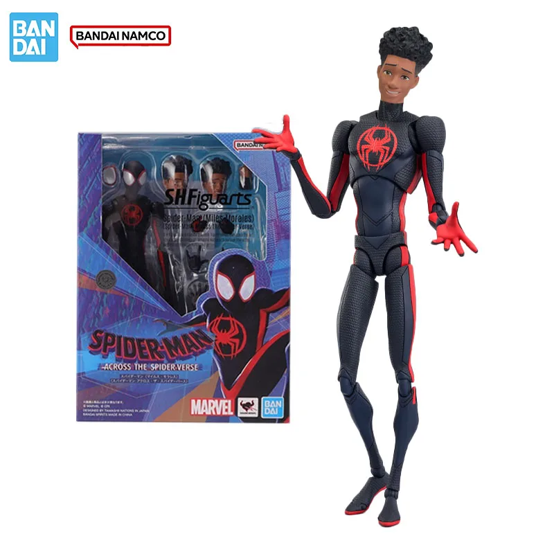 

Bandai Original Genuine Figure Spider Man Model Kit Anime Figures SHF Spider Miles Morales Collection Model Action Figure Toys