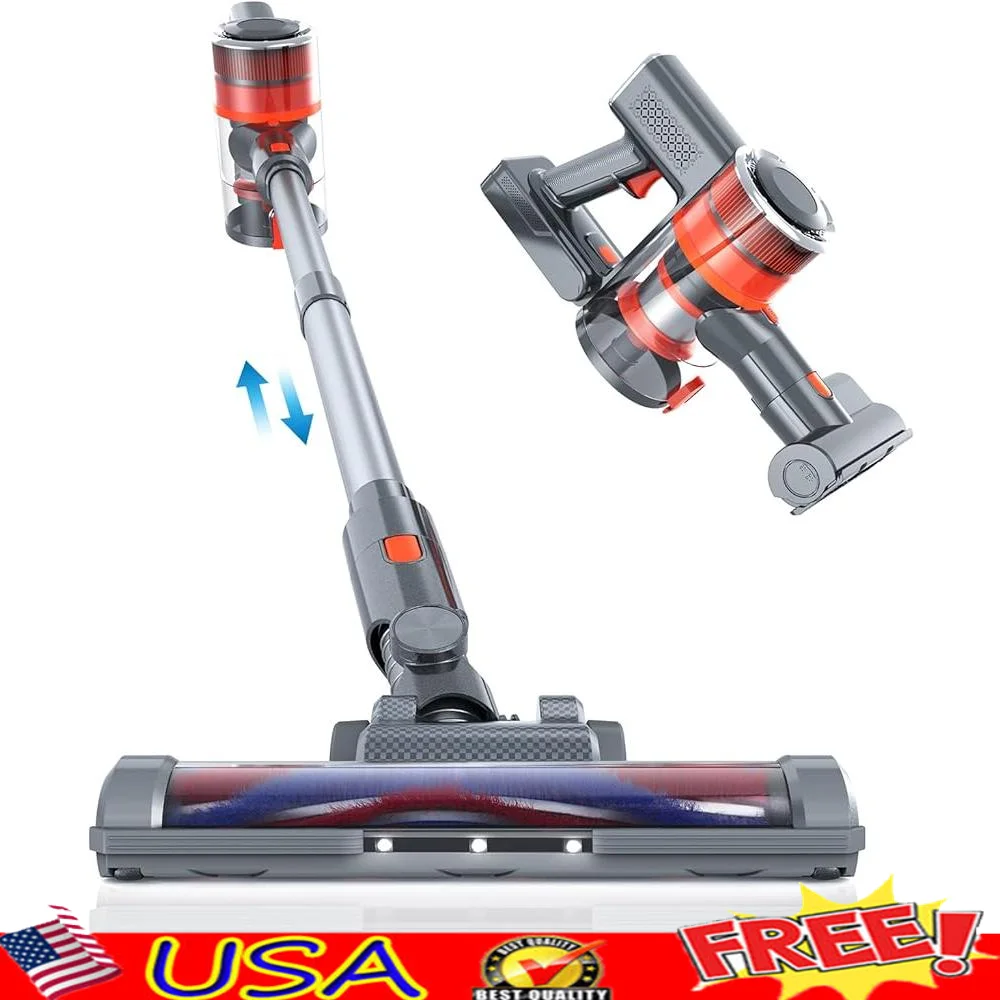 Aspiradora inalámbrica 400W 33KPa Potente succión 55min Tiempo de ejecución Pantalla táctil Batería desmontable Filtro HEPA Ligero 8