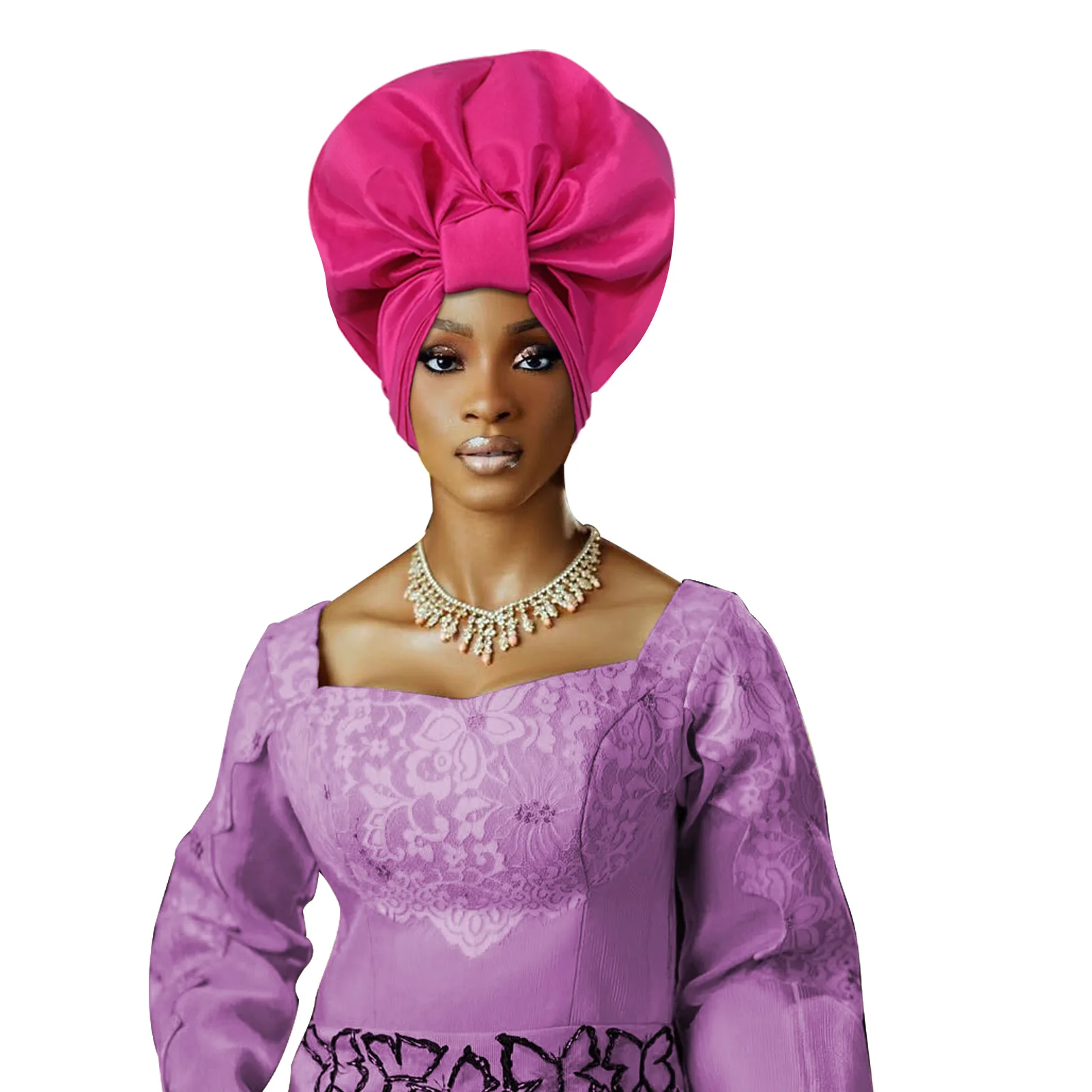 

New Nigerian Wedding Hat Muslim Headscarf African Auto Gele Headtie Aso Oke Head Wrap Bonnet Hijab Turban Already Made Headgear