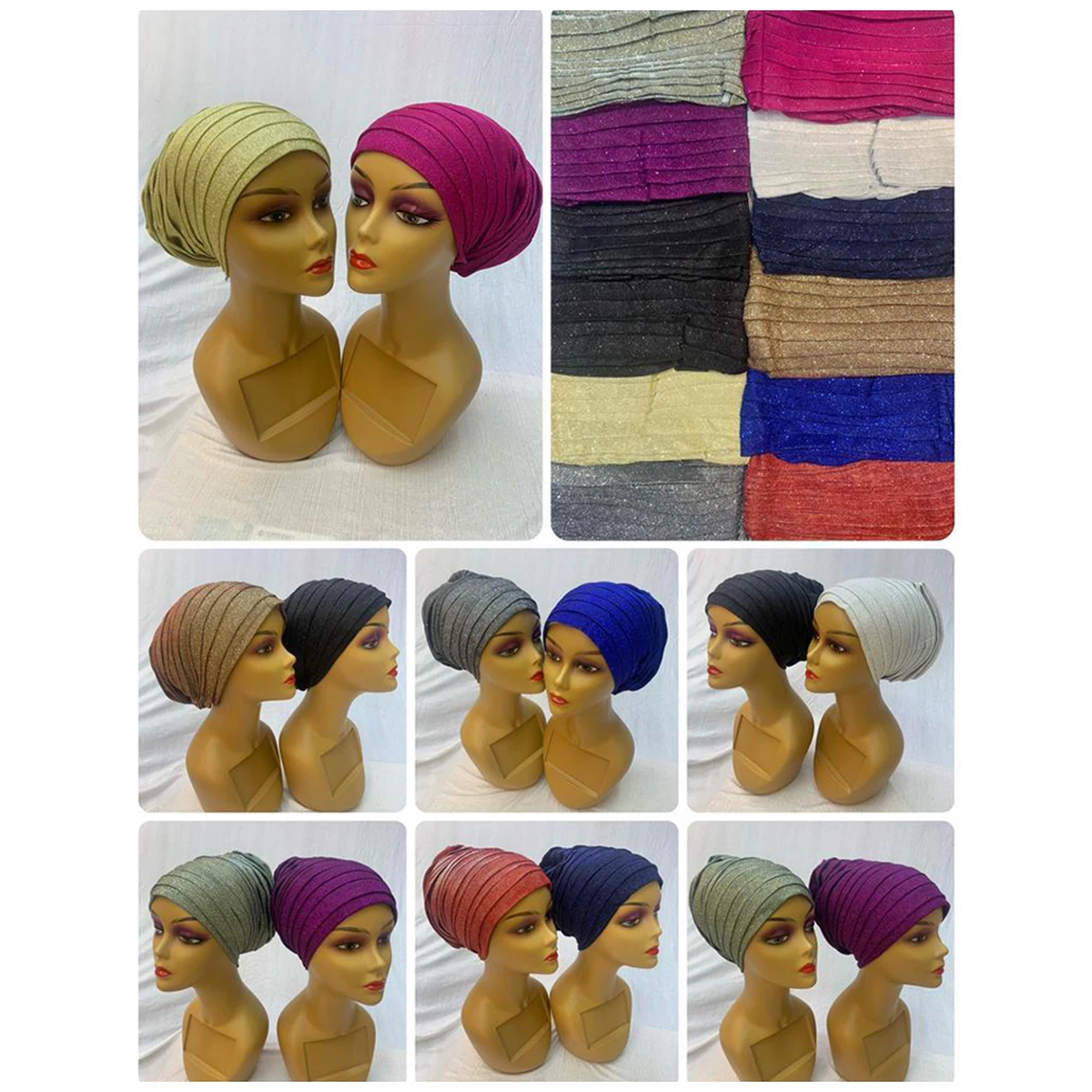 

Wholesale Newest Elegant Turban Hats Women Cap Beaded For India Hat Scarfs Head Wrap Headband Girl Hair Accessories Lady Ca-66