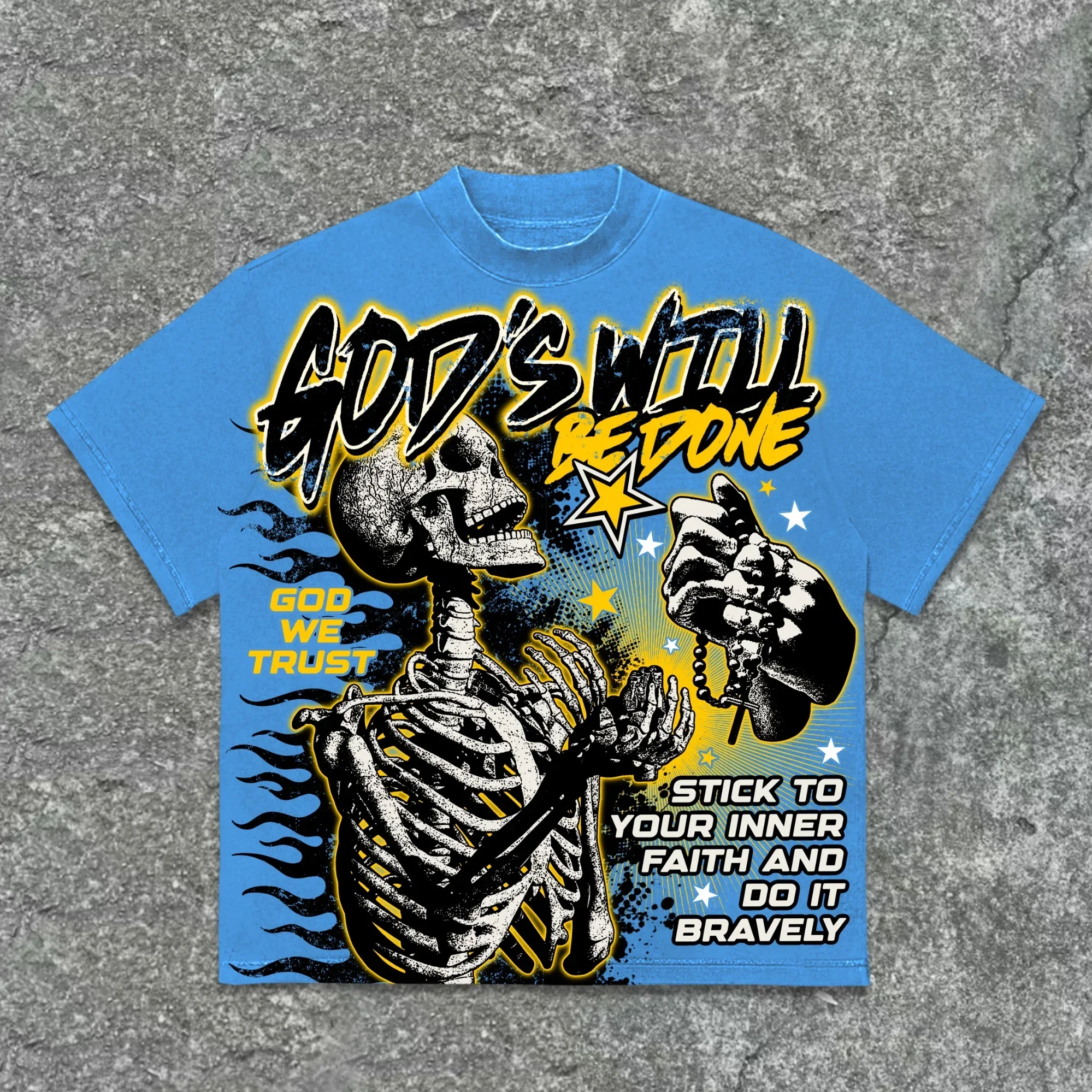 The 2025 3d Tshirt God's Will Skull Retro Pattern T-shirt Printed Graphic Men And Women Y2K Oversized T-shirt Street Wear image 4