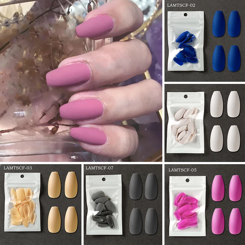 

24pcs Matte Short False Nails Press On Nails Top Forms For Nails Coffin Nail Tips Nails Fake Manicure Reusable False Nails