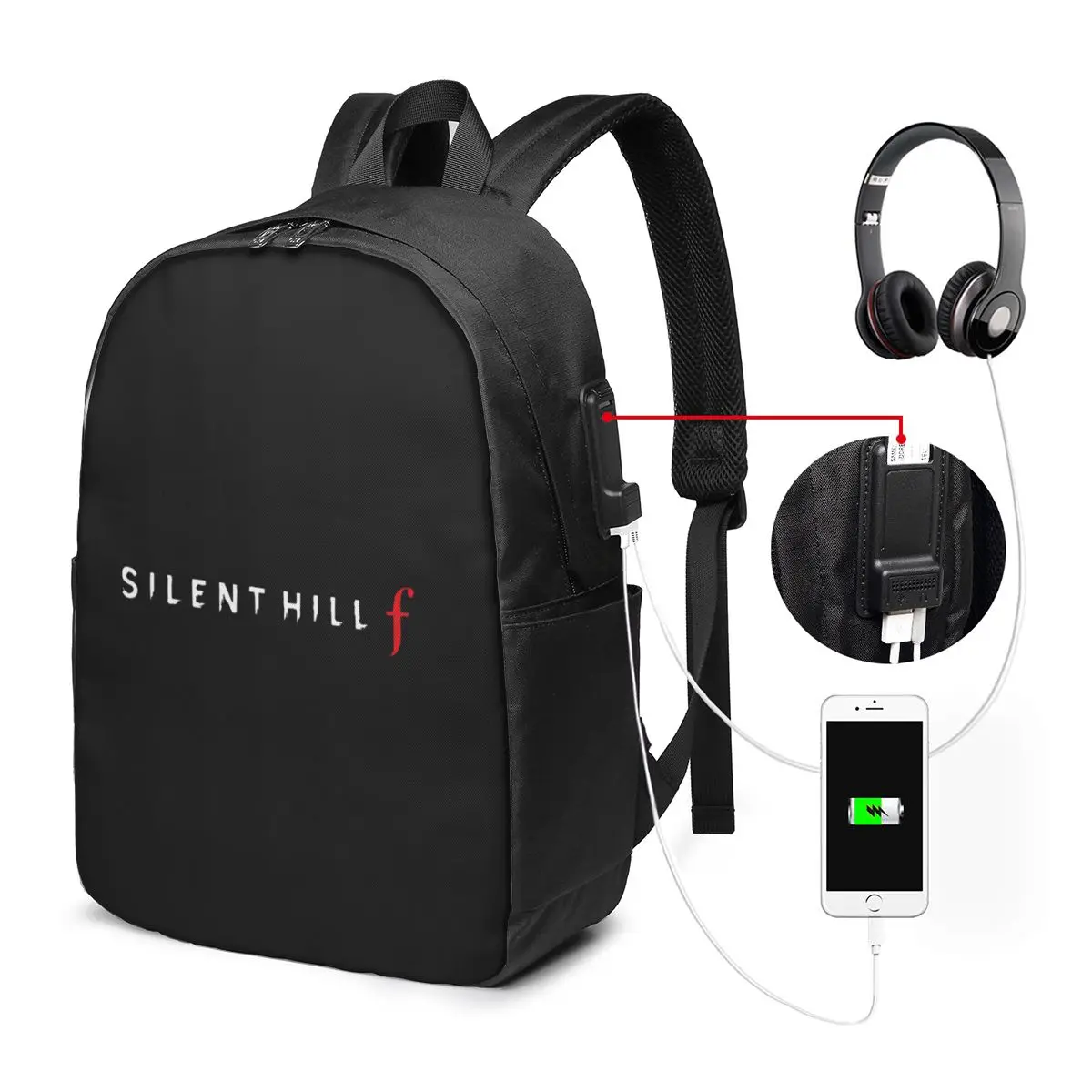 

Silent Hill F Video Game Horror LogoBackpack Travel Notebook Bag Computer College Student School Bag Laptop Shoulder Bags