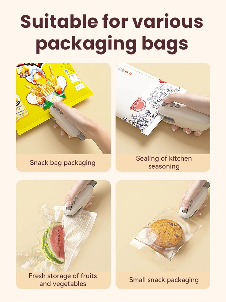 Mini Heat Bag Sealing Machine Package Sealer Bags Plastic Food Sealer Clip Bag Handheld Sealer Food Packaging Heat Sealer