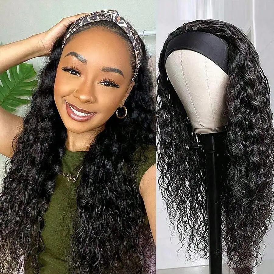 

Headband Wig Water Wave Black Wigs For Black Women 16inch /24Inch Wig Glueless Headband Wig Synthetic Heat Resistant Wig 150% De