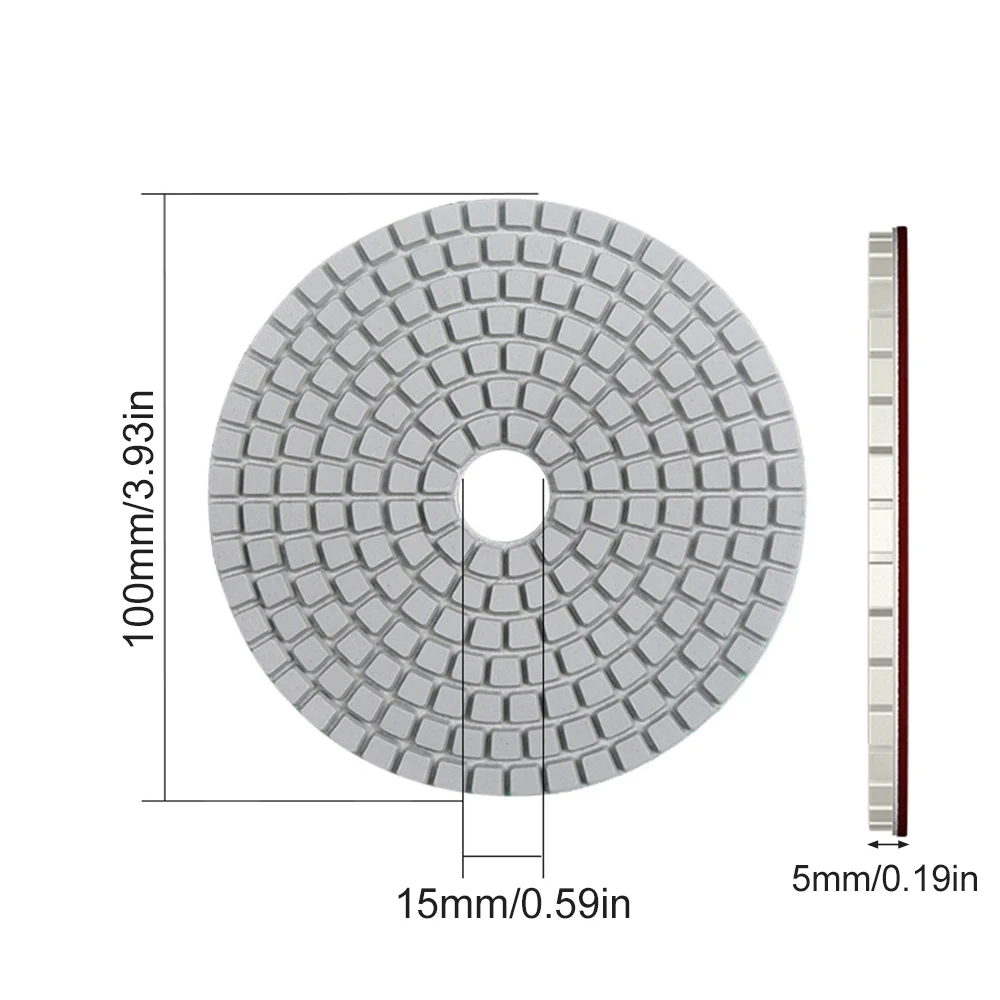 Kit De 16 Tampons De Polissage Diamantés 4 Pouces – Sec/humide Pour Granit, Marbre, Béton