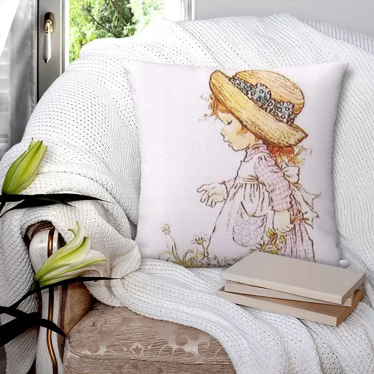 Sarah Kay Swing Girl (10) Square Pillowcase Pillow Cover Polyester Cushion Zip Decorative Comfort Throw Pillow for Home Car