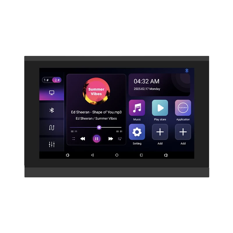 Home smart Background music player system 2 zone audio volume sound effect in wall power amplifier USB TF music controls panel