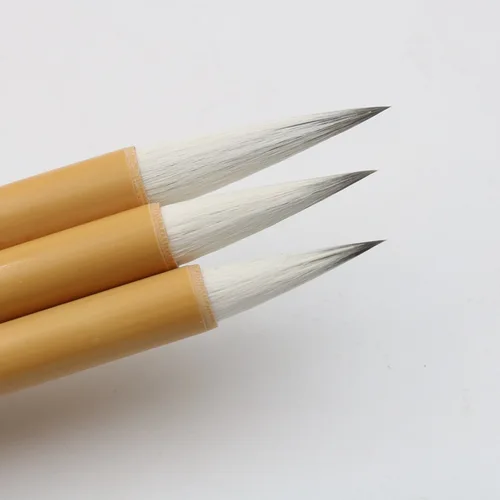 Imagen 2 del producto 3 unids/set pincel de caligrafía de bambú pincel de pintura de acuarela tradicional chino pelo de lana de comadreja pincel de escritura de escritura Regular