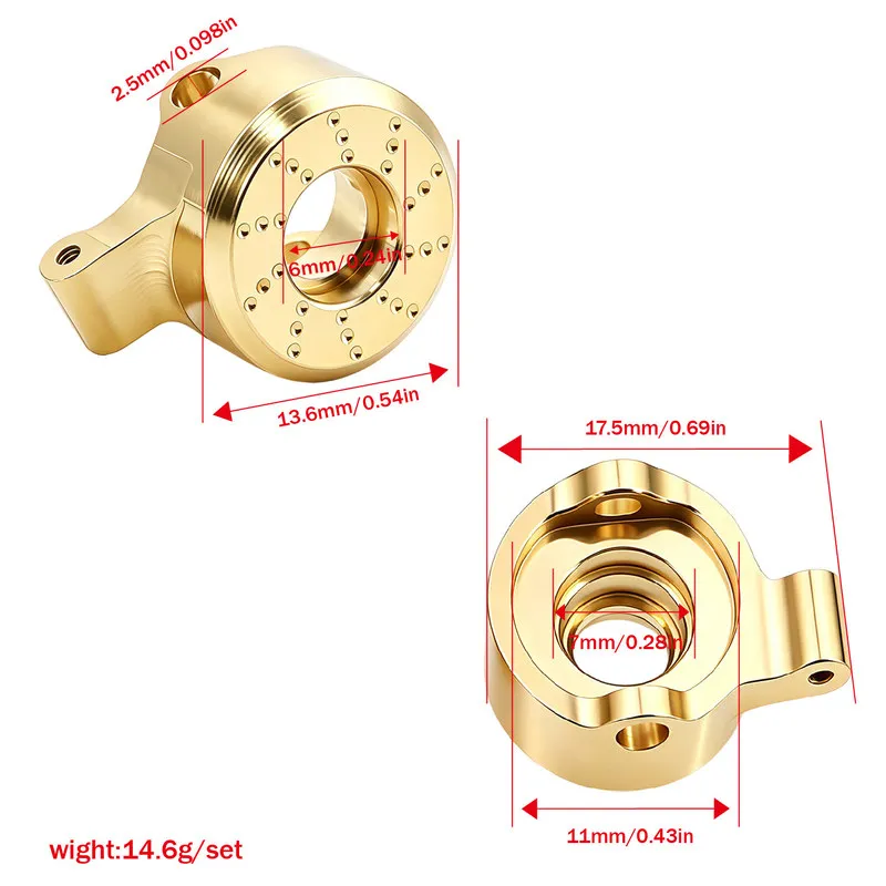 Brass Front Rear Axle Counterweight For 1/10 Axial SCX10 RC Car Ford Bronco Wrangler K10 Upgrade Parts