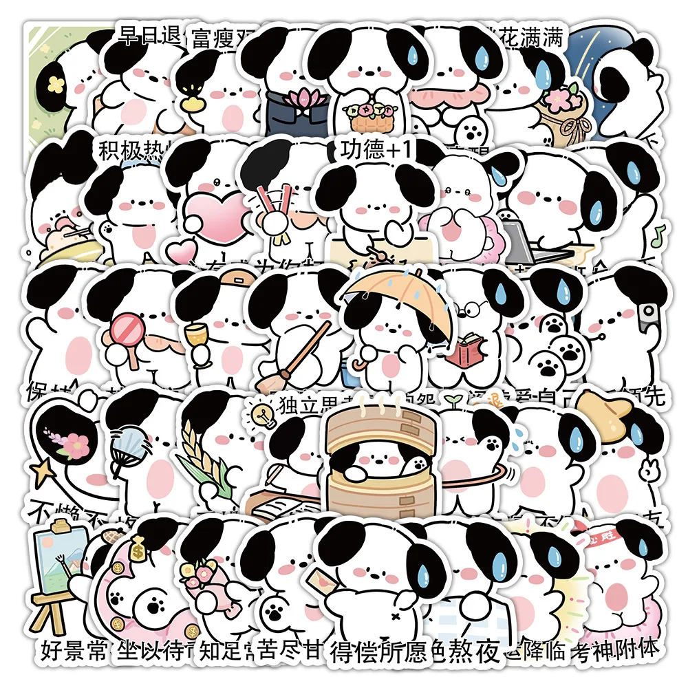Cute Little Dog Adesivos, Pacote de Expressão Animais, Citações Auspiciosas Clássicos, DIY Computer Decor Sticker para crianças, 10 Pcs, 50Pcs
