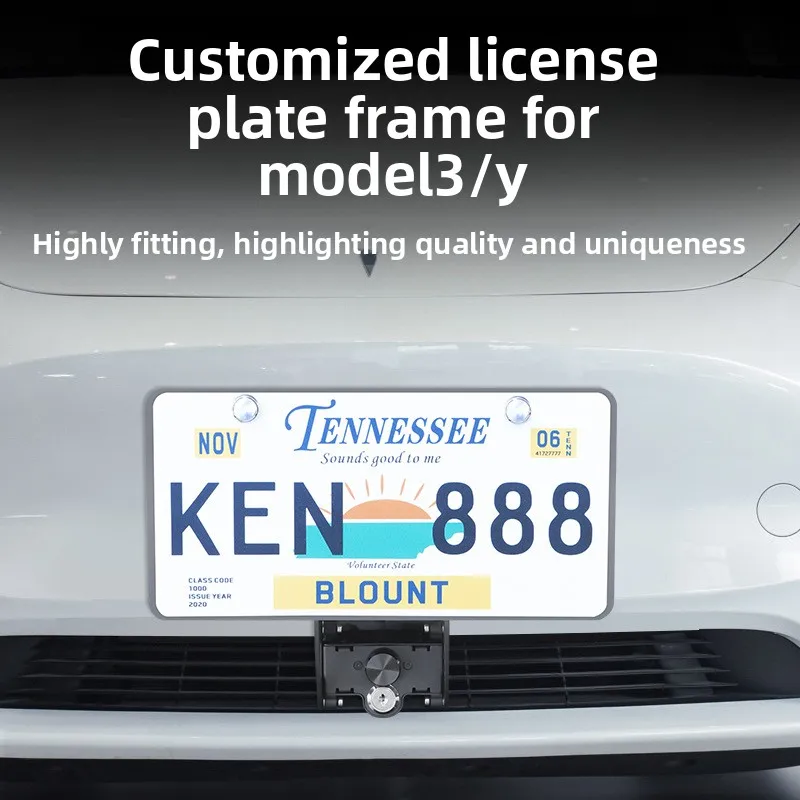 

For Tesla model Y3 aluminum alloy license plate frame modified vertical lock anti-theft American standard license plate holder