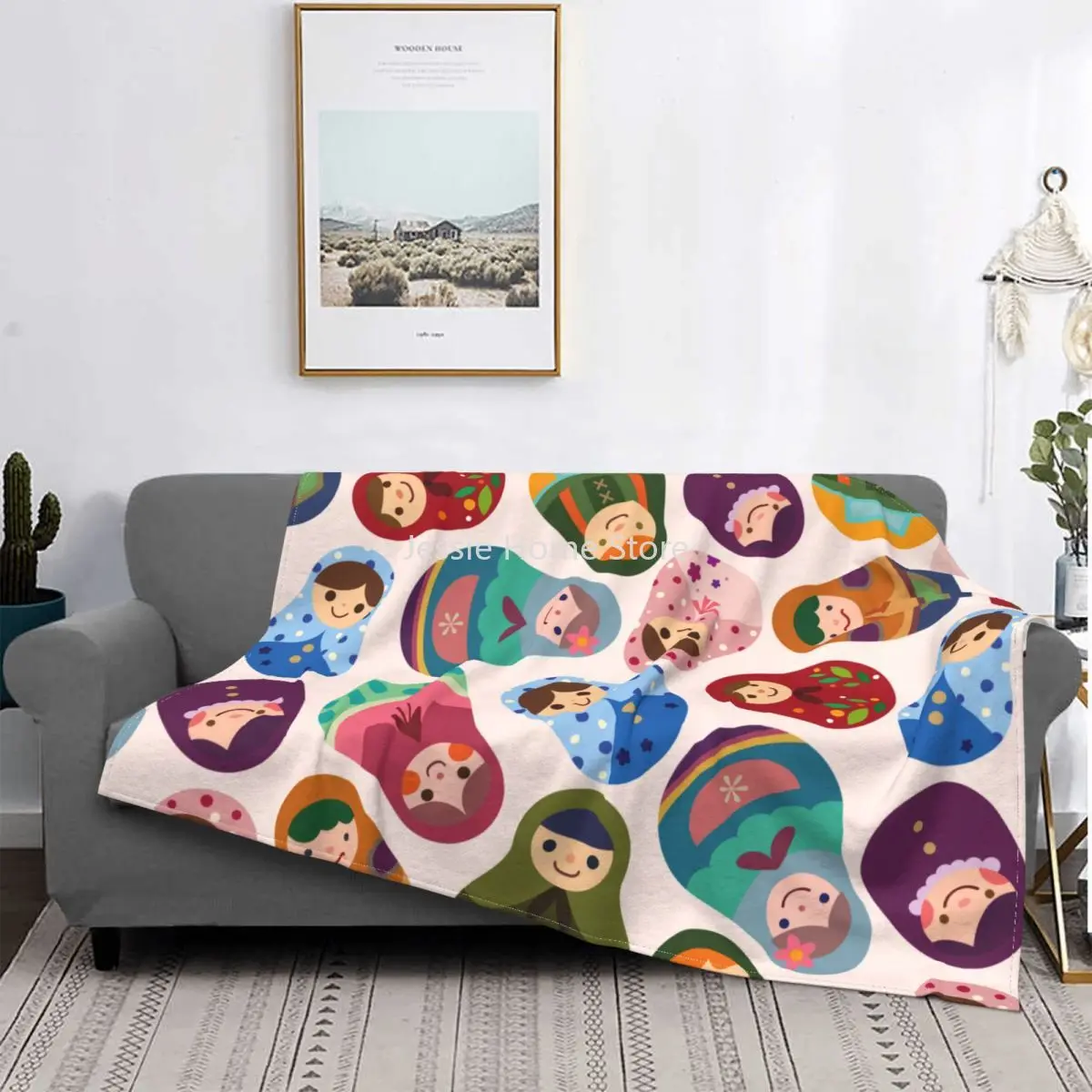 

Matryoshka Russian Doll Pattern Blankets Fleece Spring Autumn Anime Plaid Multifunction Soft Throw Blankets Bed Car Bedspread