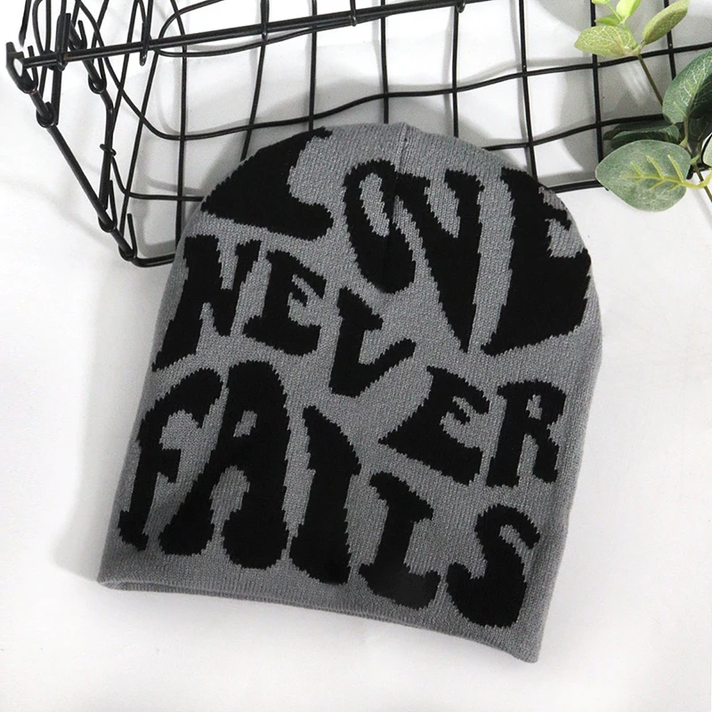 Y2K رسالة محبوك قبعة الخريف الشتاء الشارع جديد للجنسين الدافئة الشخصية تنوعا الأزياء المتخصصة بيني #5