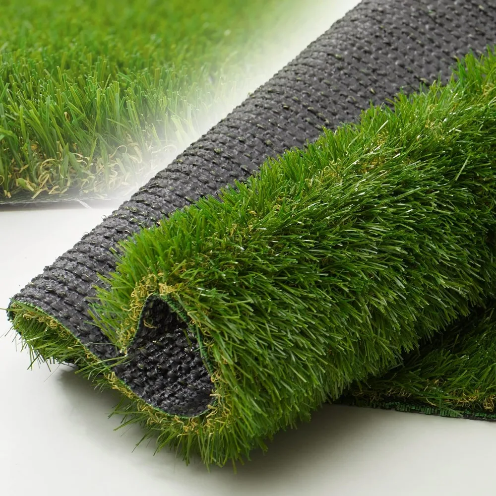 

Artificial Grass 9 FT X 10 FT, 1.38" Fake Grass Mat, 4 Tones Synthetic Turf Rug, Thick Artificial Grass