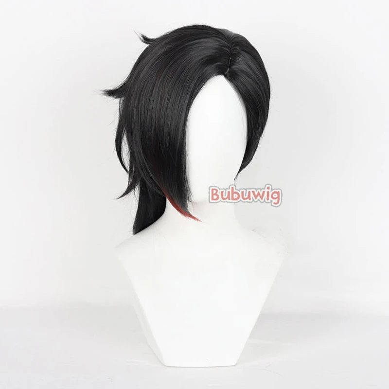 Bubuwig Synthetic Hair Arcane Vi Cosplay Wigs LOL Season 2 Arcane Vi 45cm Long Straight Black Mixed Red Cos Wig Heat Resistant