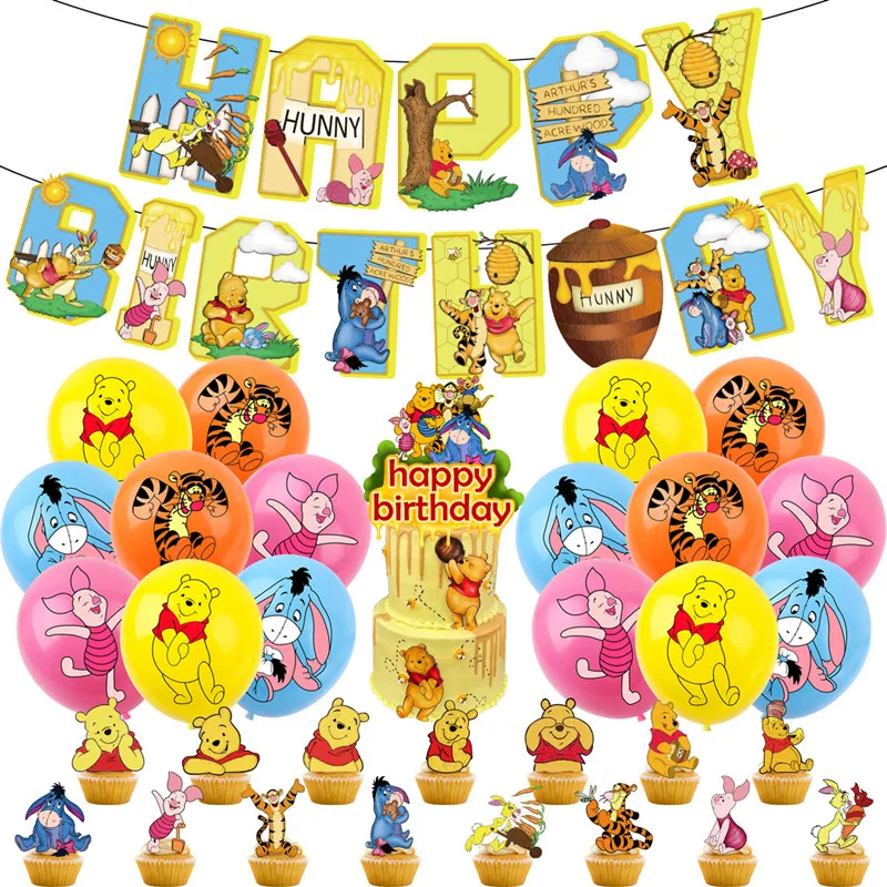 Disney Winnie the Pooh Cartoon Print Latex Balloon Home Decoration for Children's Party Birthday Cake Flagging Baby Bath Toy