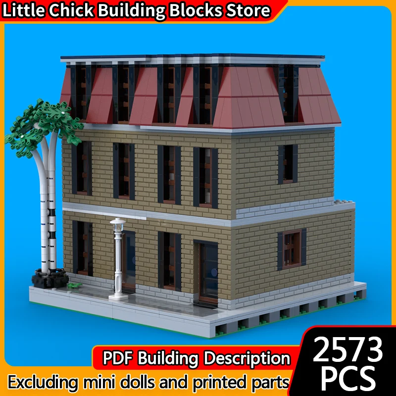 

City Street View Model MOC Building Bricks French Style Townhouses Modular Technology Children Holiday Gifts Assemble Toys Suit