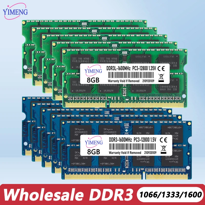 10Pcs DDR3L DDR3 2GB/4GB/8GB Memories Ram Laptop PC3 1.5V PC3L 1.35V 8500 10600 12800 204Pin SODIMM 1066 1333 1600Mhz Memory Ram