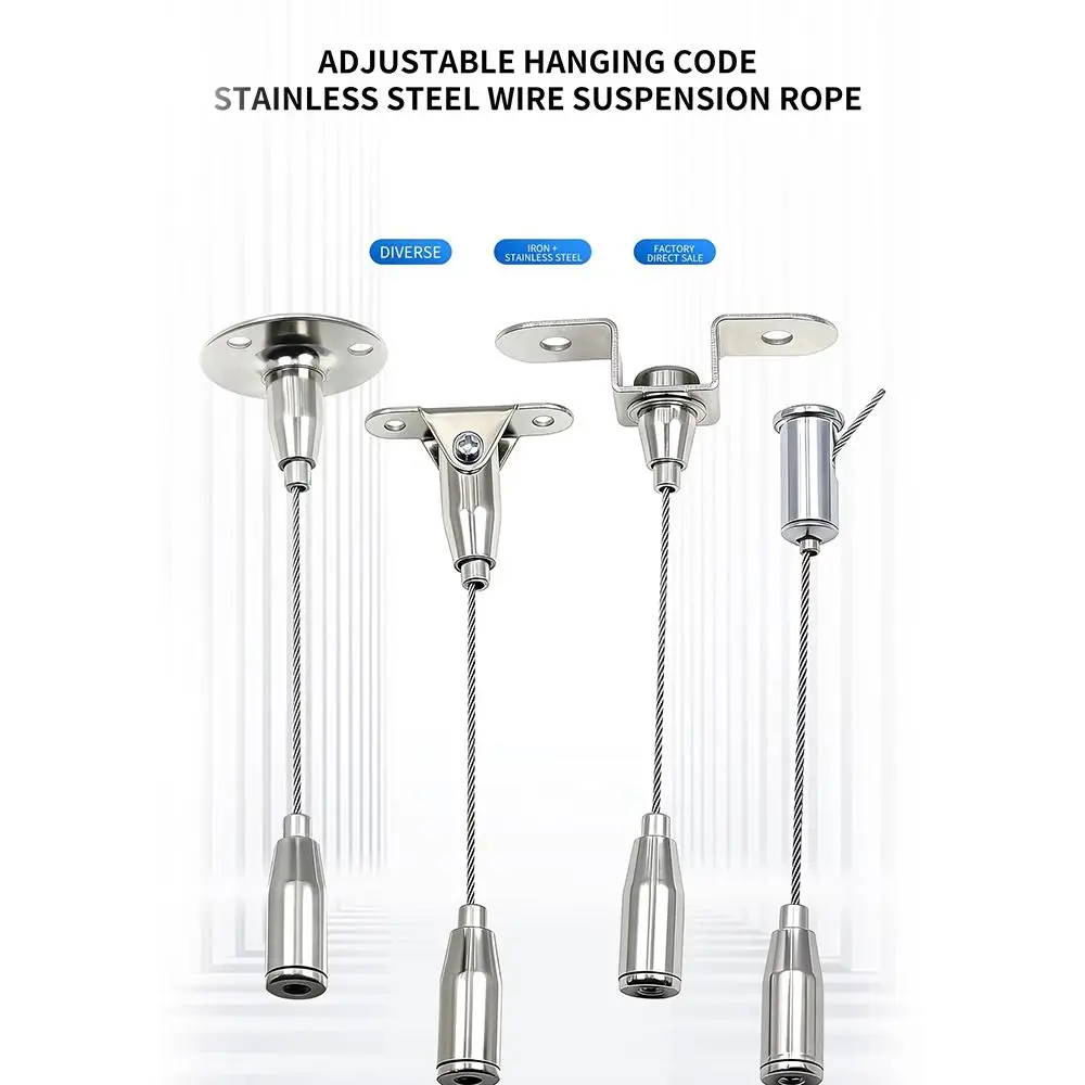 1Pcs 1.5mm Wire Rope Suspension Kit Stainless Steel Adjustable Spring Hook Steel Wire Cable Set Load Bearing Clip Code